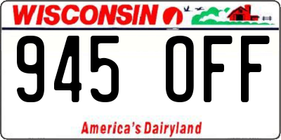 WI license plate 945OFF