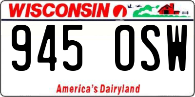 WI license plate 945OSW