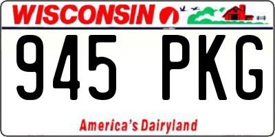 WI license plate 945PKG