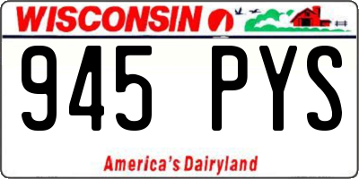 WI license plate 945PYS