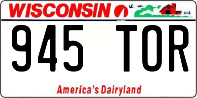 WI license plate 945TOR