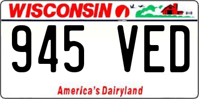 WI license plate 945VED