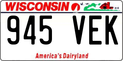 WI license plate 945VEK