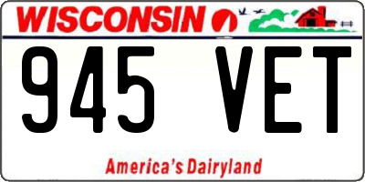 WI license plate 945VET