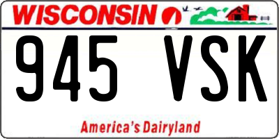 WI license plate 945VSK
