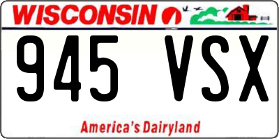 WI license plate 945VSX