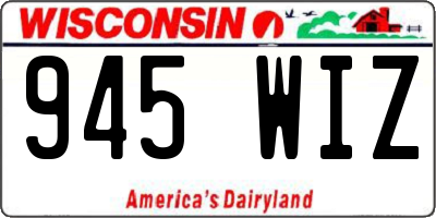 WI license plate 945WIZ
