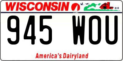 WI license plate 945WOU