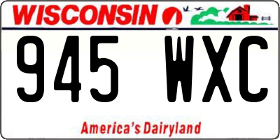 WI license plate 945WXC