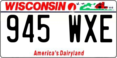 WI license plate 945WXE