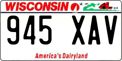 WI license plate 945XAV