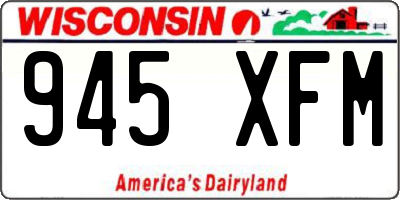 WI license plate 945XFM