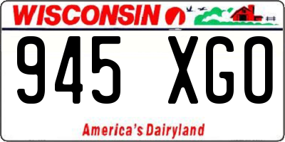 WI license plate 945XGO