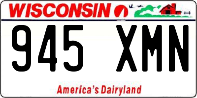 WI license plate 945XMN