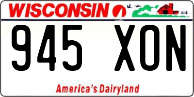 WI license plate 945XON