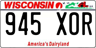 WI license plate 945XOR