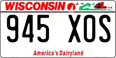 WI license plate 945XOS