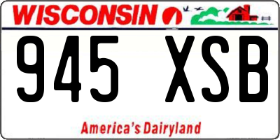 WI license plate 945XSB