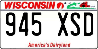 WI license plate 945XSD