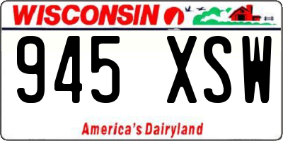 WI license plate 945XSW