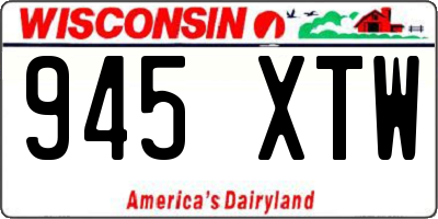 WI license plate 945XTW