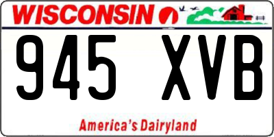 WI license plate 945XVB