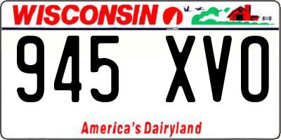 WI license plate 945XVO