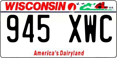 WI license plate 945XWC