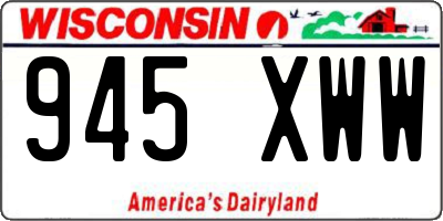 WI license plate 945XWW