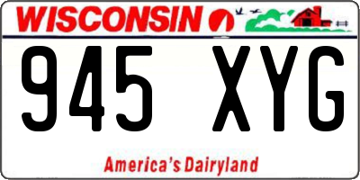 WI license plate 945XYG