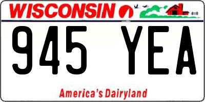 WI license plate 945YEA