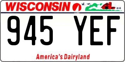 WI license plate 945YEF