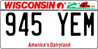 WI license plate 945YEM