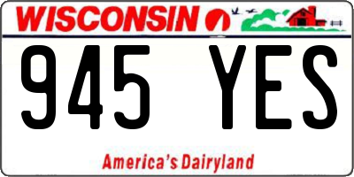 WI license plate 945YES