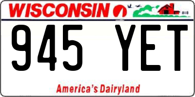 WI license plate 945YET