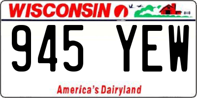 WI license plate 945YEW