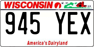 WI license plate 945YEX