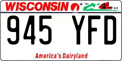 WI license plate 945YFD