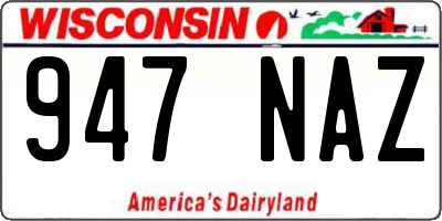 WI license plate 947NAZ