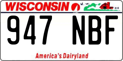 WI license plate 947NBF