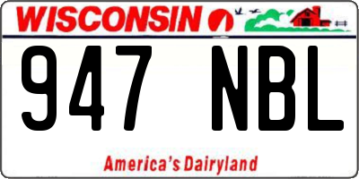 WI license plate 947NBL