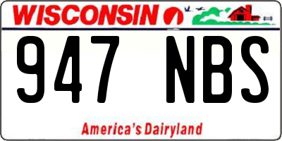 WI license plate 947NBS