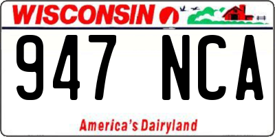 WI license plate 947NCA