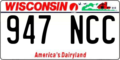 WI license plate 947NCC