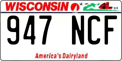WI license plate 947NCF