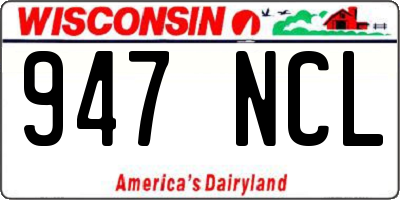 WI license plate 947NCL