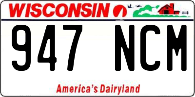 WI license plate 947NCM