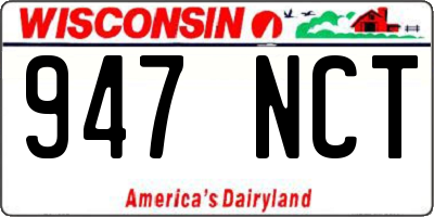 WI license plate 947NCT