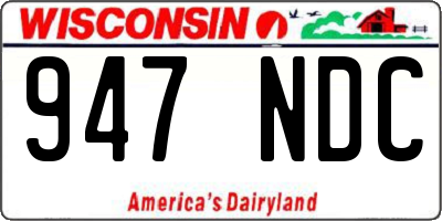 WI license plate 947NDC