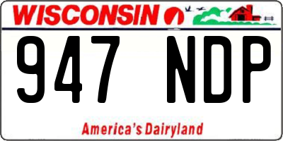 WI license plate 947NDP